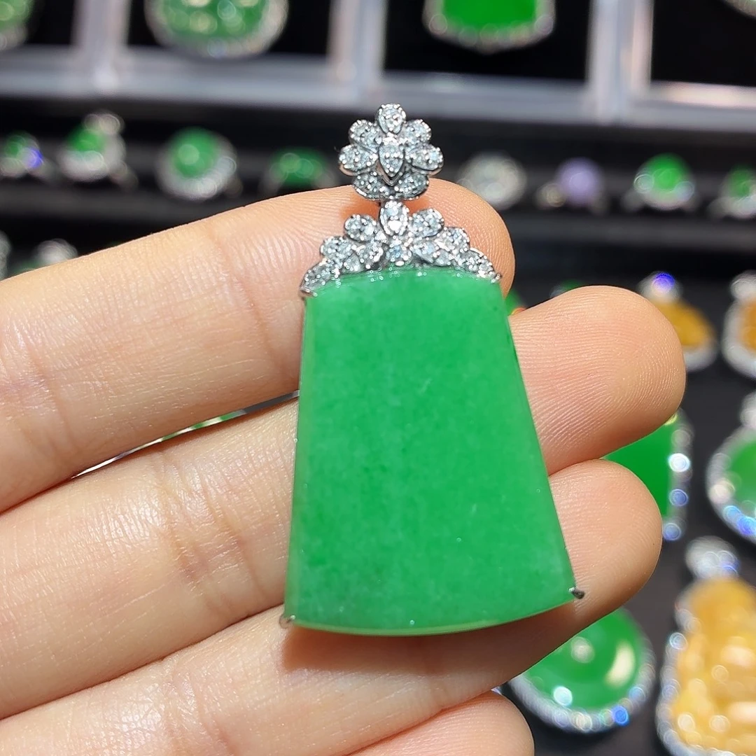 翡翠18K金镶嵌吊坠(不含链)翡翠