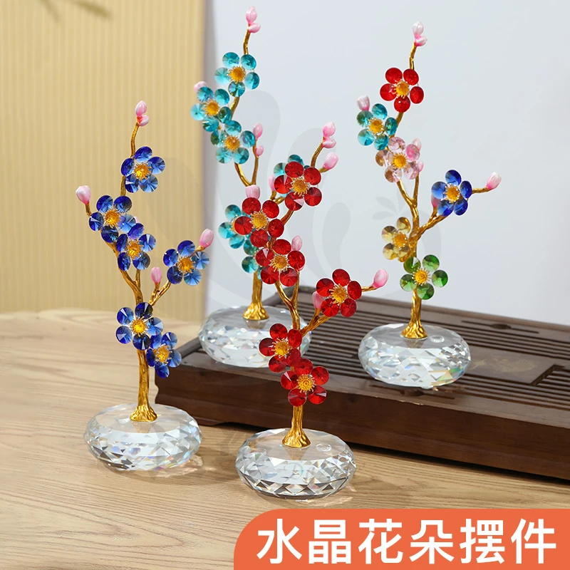 K9水晶梅花六朵花装饰摆件
