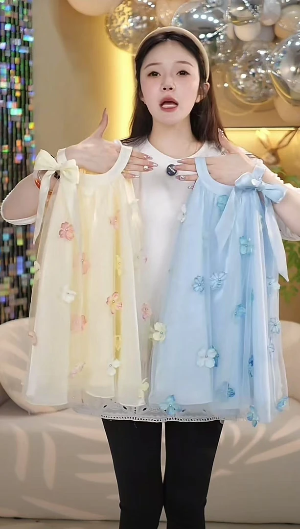 【泡泡说】2025新款女童裙子立体洋气连衣裙儿童公主纱裙