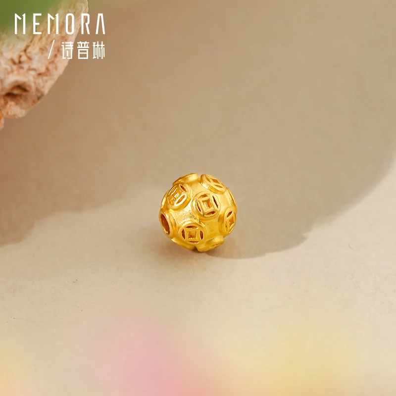 ×钱币金珠黄金转运珠时尚百搭520送女友情人节礼物