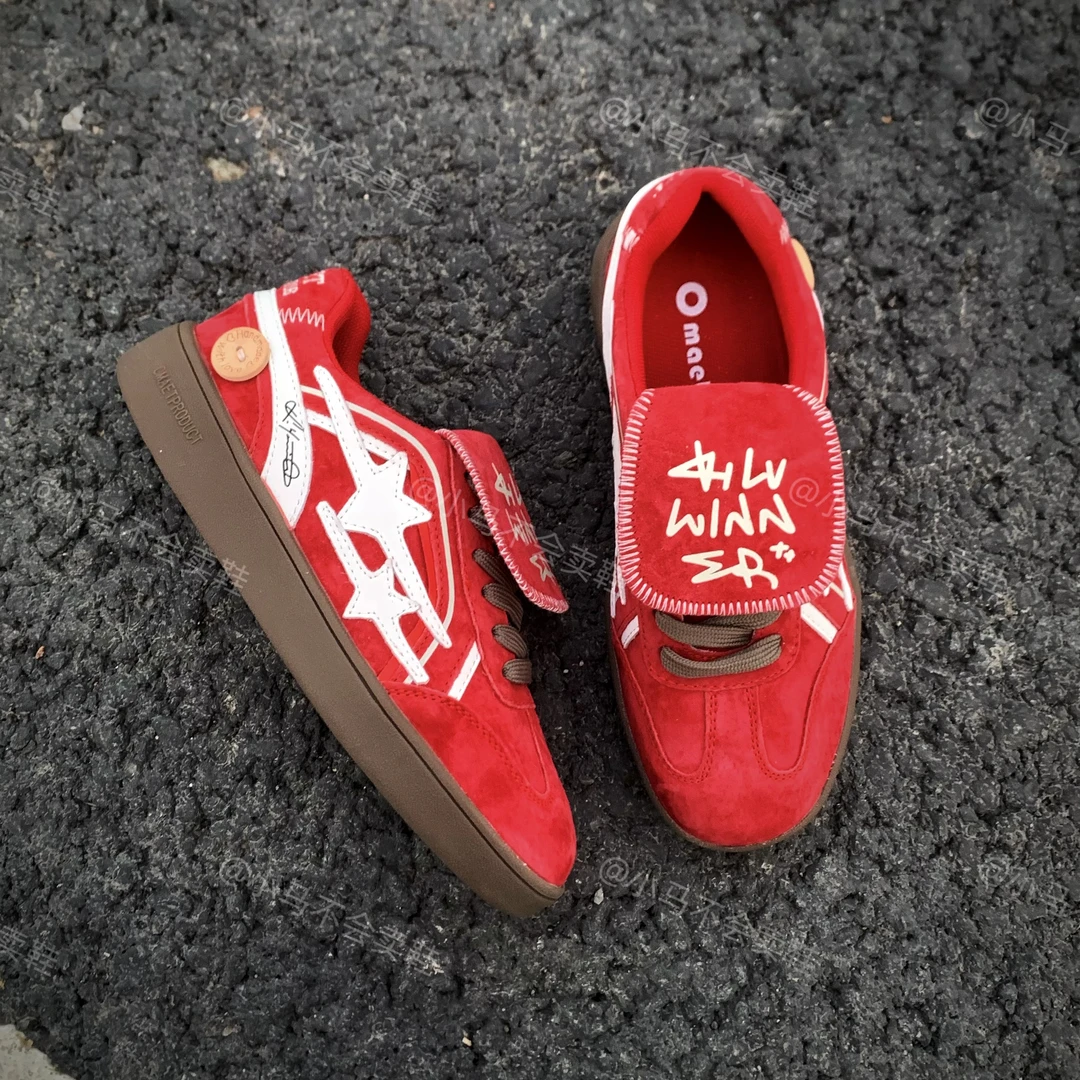 小马家 德训鞋系列 红丝绒美式复古休闲百搭低帮厚底板鞋情侣款