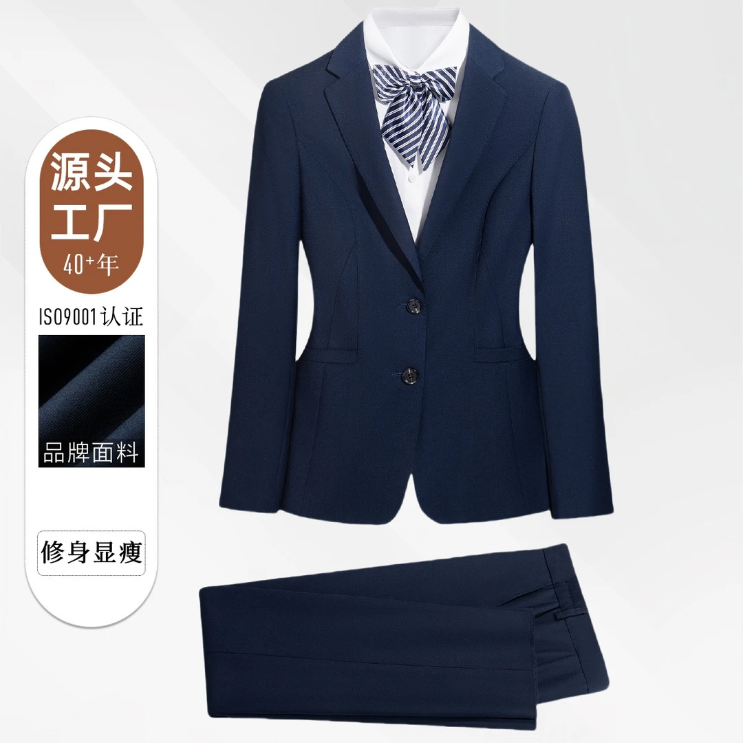 显瘦蓝色修身商务外套正装气质时尚职业通勤藏青小西装高级感女装
