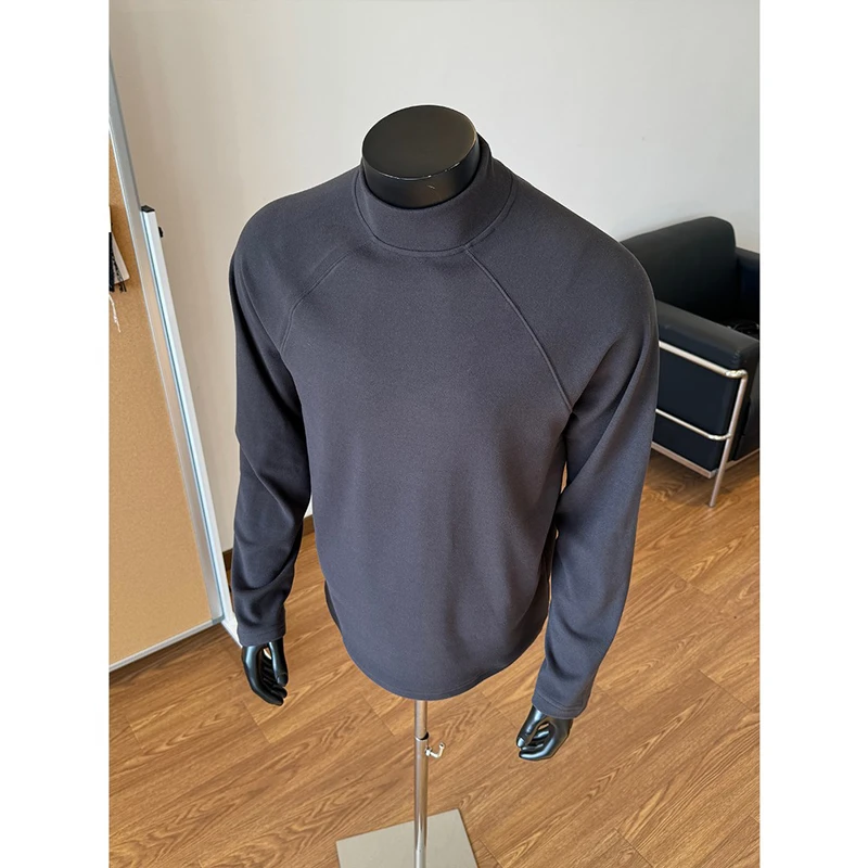 【不是斌子】秋冬保暖弹力半高领打底长袖t恤双面绒插肩袖简约上衣