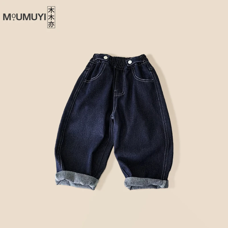 儿童牛仔裤2025春季新款时尚童装男童韩版纯色宝宝洋气百搭裤子潮