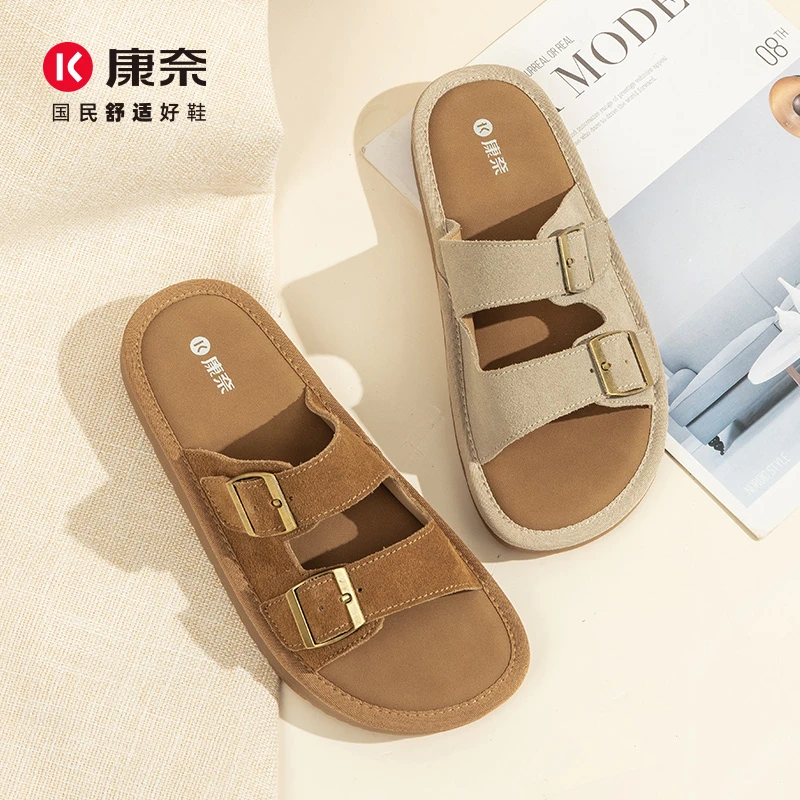 康奈女士夏季新款软底休闲外穿百搭沙滩一字拖11354074-917