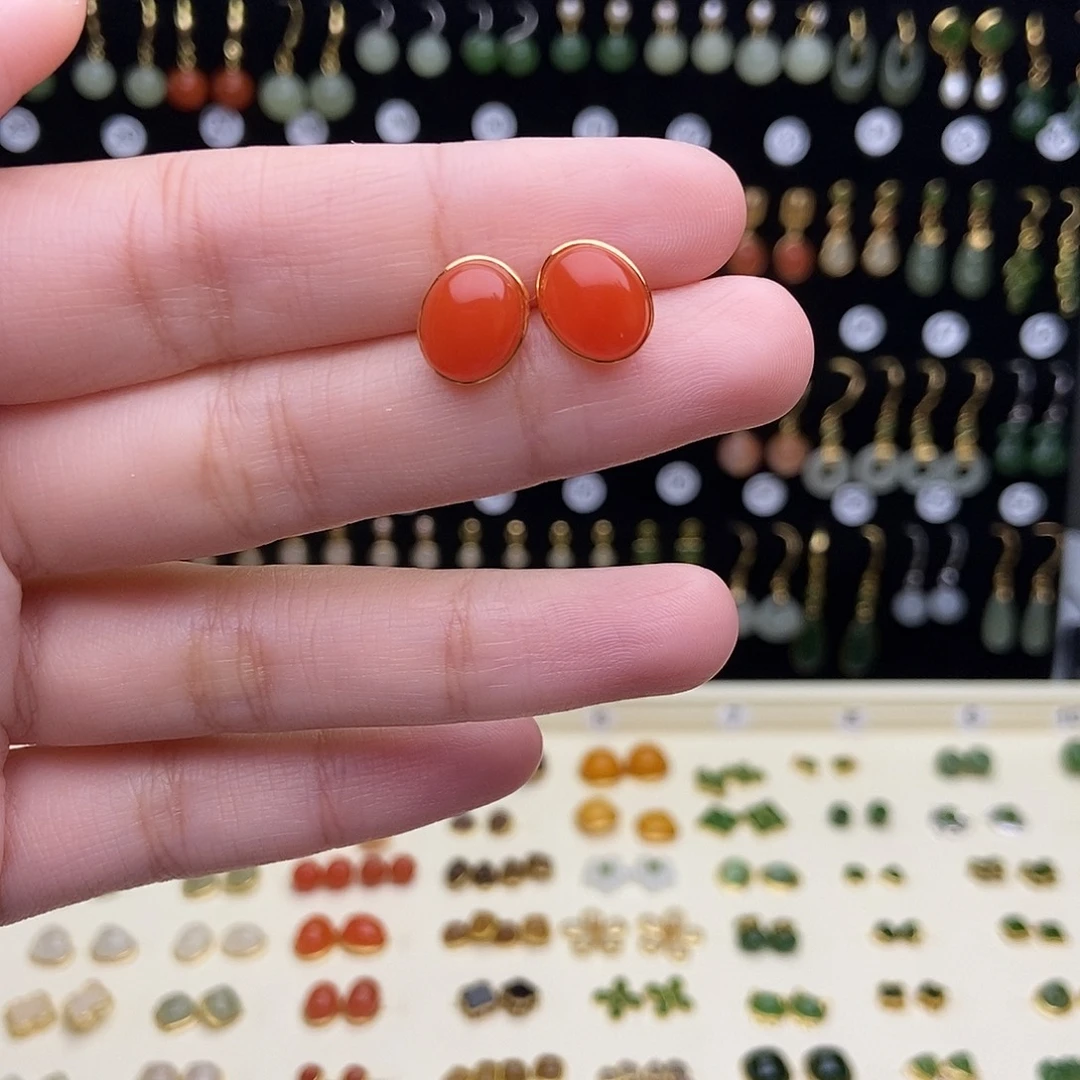 南红玛瑙银S925镀金镶嵌颈饰