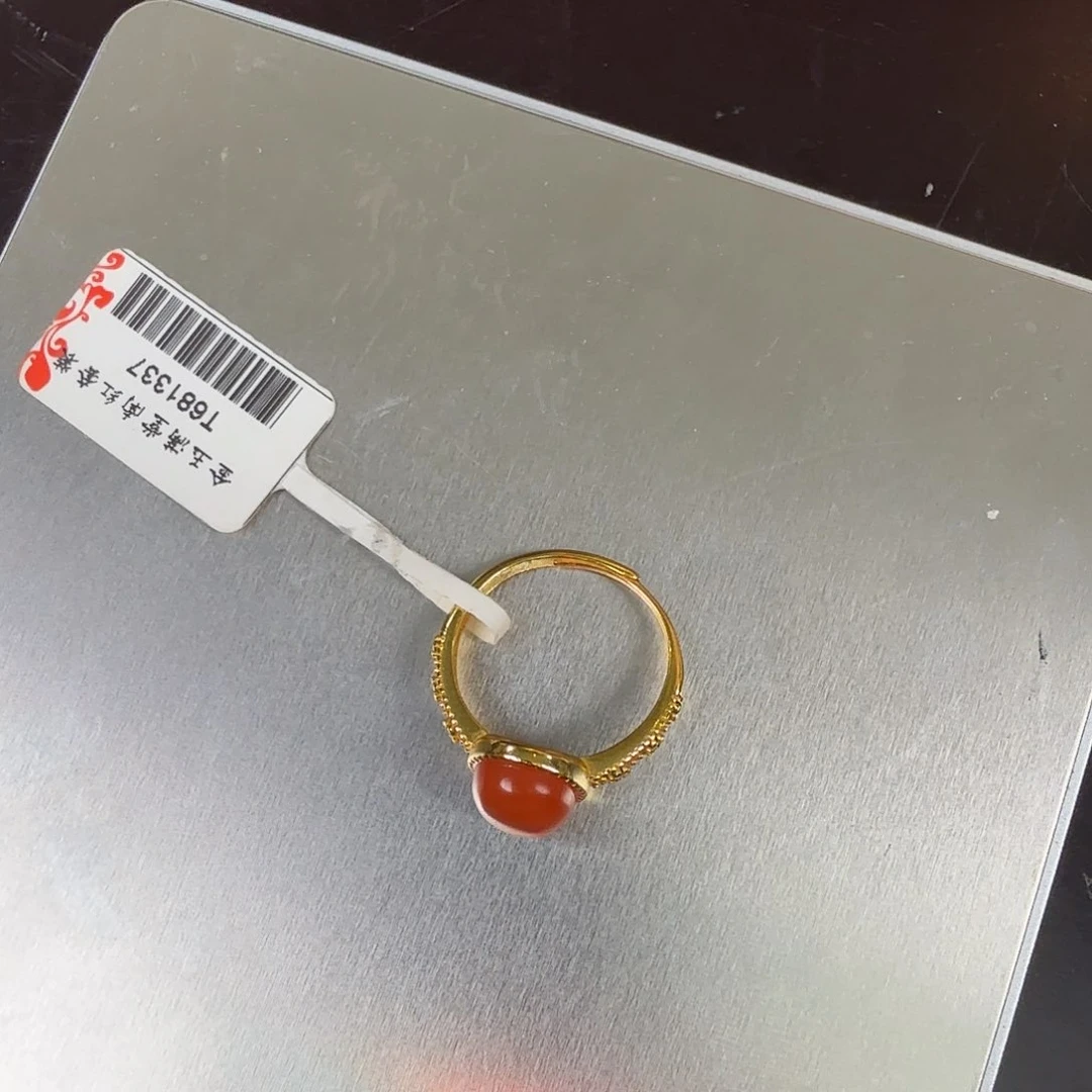 手链银S925镀金镶嵌南红玛瑙南红樱桃红戒指