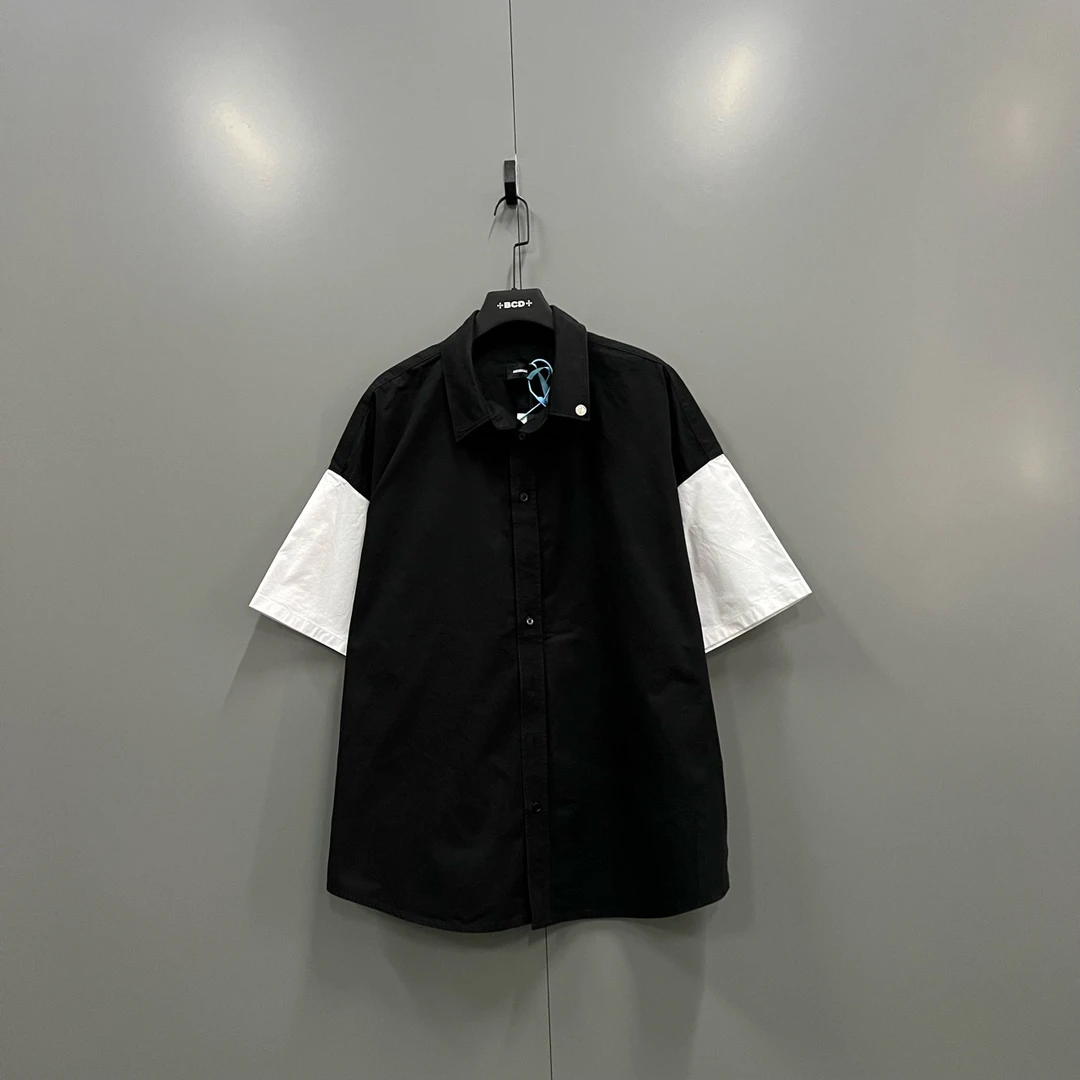 （bb）119 WE11DONE 拼色背后logo短袖衬衫 L码/98新/203523