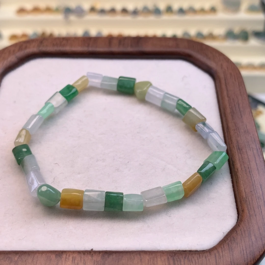 翡翠散珠桶珠手串