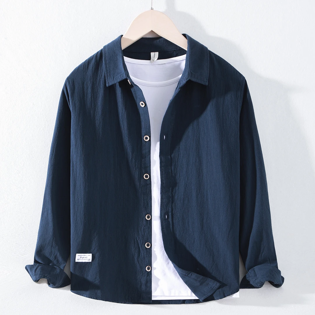 新中式衬衫长袖休闲宽松衬衣纯棉透气潮流衬衫盛秋