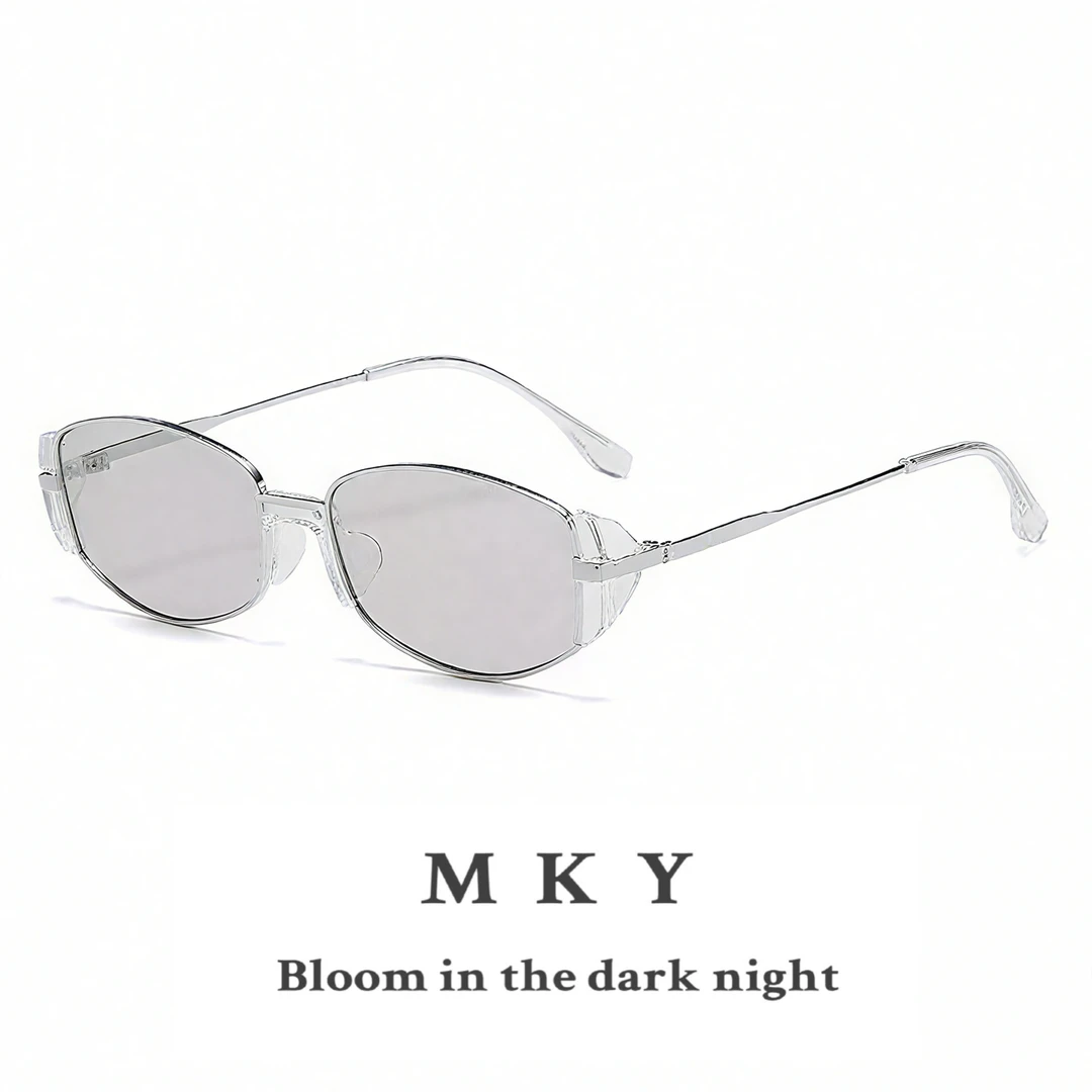 MKY/欧美复古窄框高级感猫眼个性太阳镜男女时尚百搭平光镜墨镜
