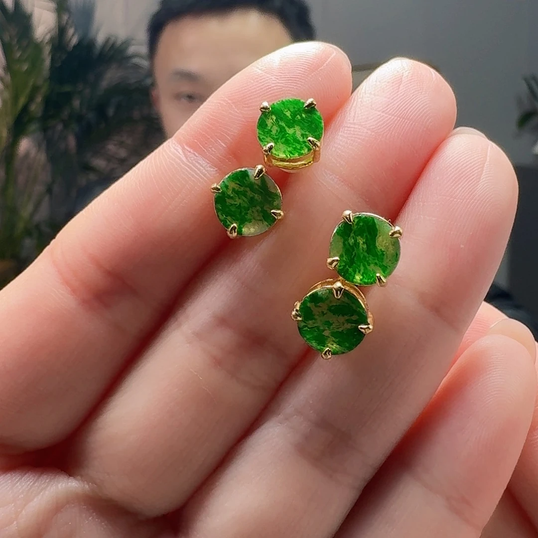 翡翠耳饰银S925镶嵌多样性发货其一