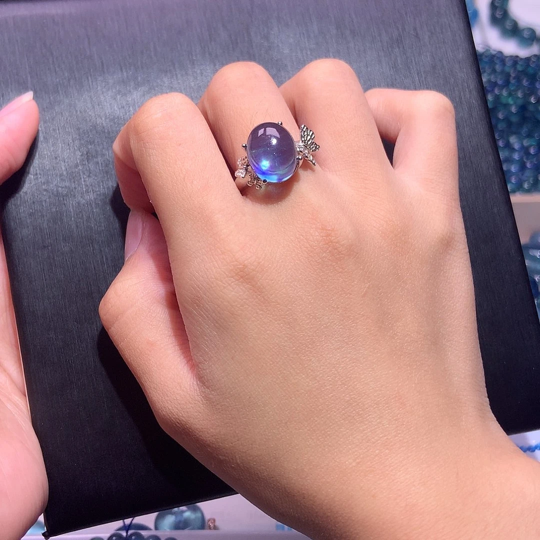 未镶嵌手串水晶魔鬼蓝戒指（拍5件库存）总价450元