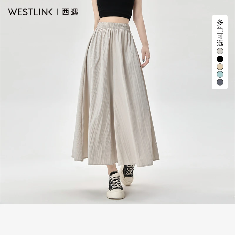 0891西遇薄款半身裙裤女2025年夏季新款垂坠感高腰七分阔腿裤