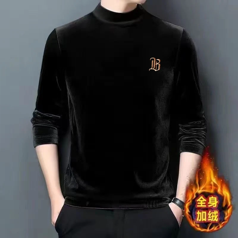 外贸轻奢进口水貂毛秋冬男士高档打底上衣大码保暖水貂毛衫半高领