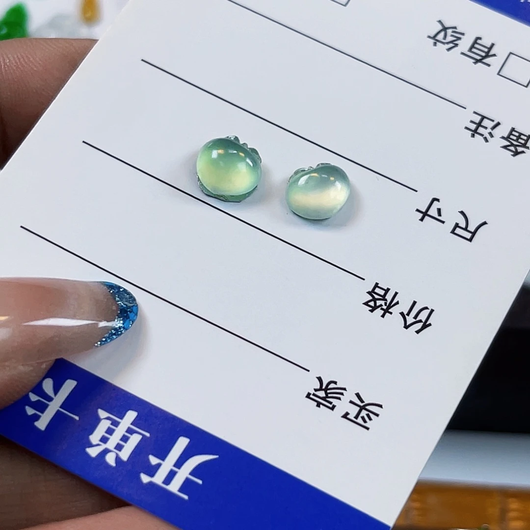 裸石翡翠RJ0061老坑冰胶木纳福桃一对