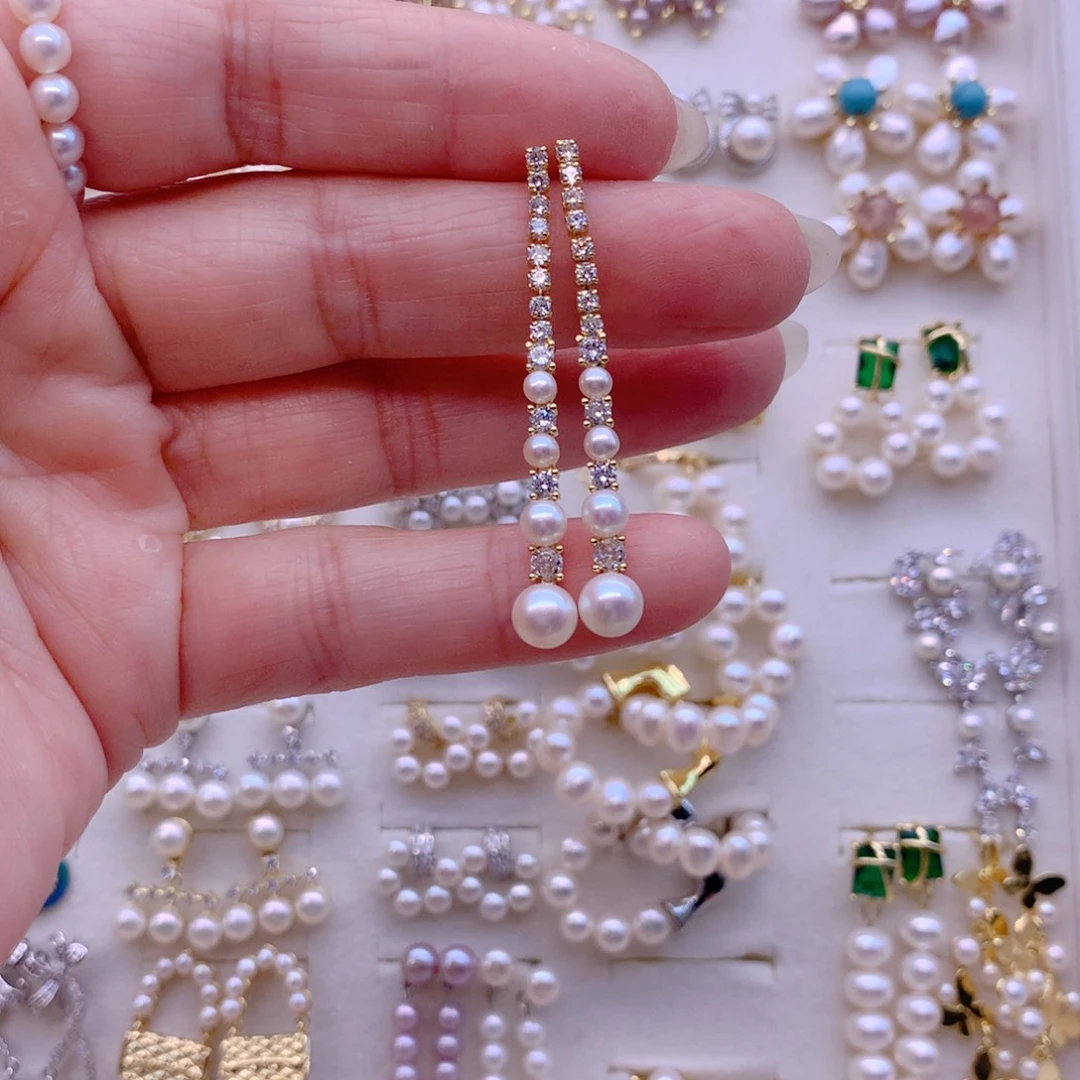 合金淡水珍珠耳饰