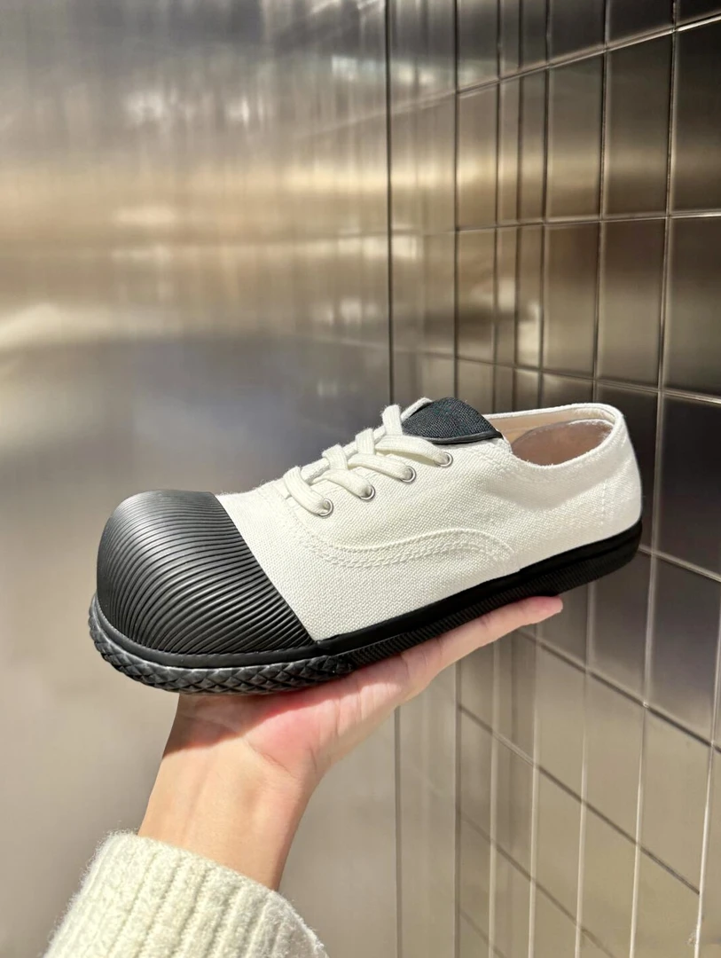 BAOGELAILAL 25春季日系胶粘大头帆布鞋平底女鞋运动时尚百搭单鞋