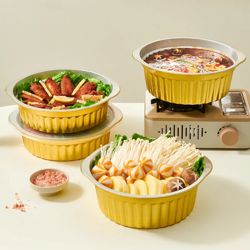 原始人户外铝箔锅锡纸一次性火锅露营卡式炉锡纸盒野餐餐具