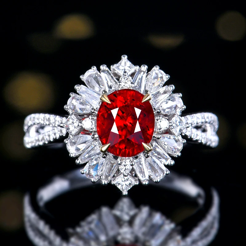 百搭气质18K金天然无烧红宝石戒指/吊坠（不含链）