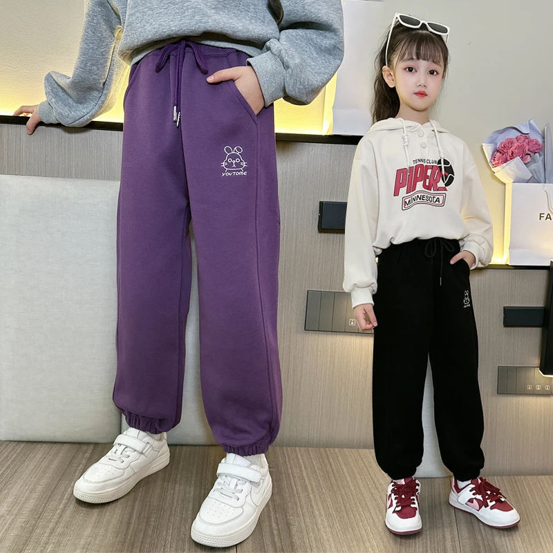 女童裤子春秋装中大女童运动卫裤儿童女孩宽松长裤春季外穿束脚裤