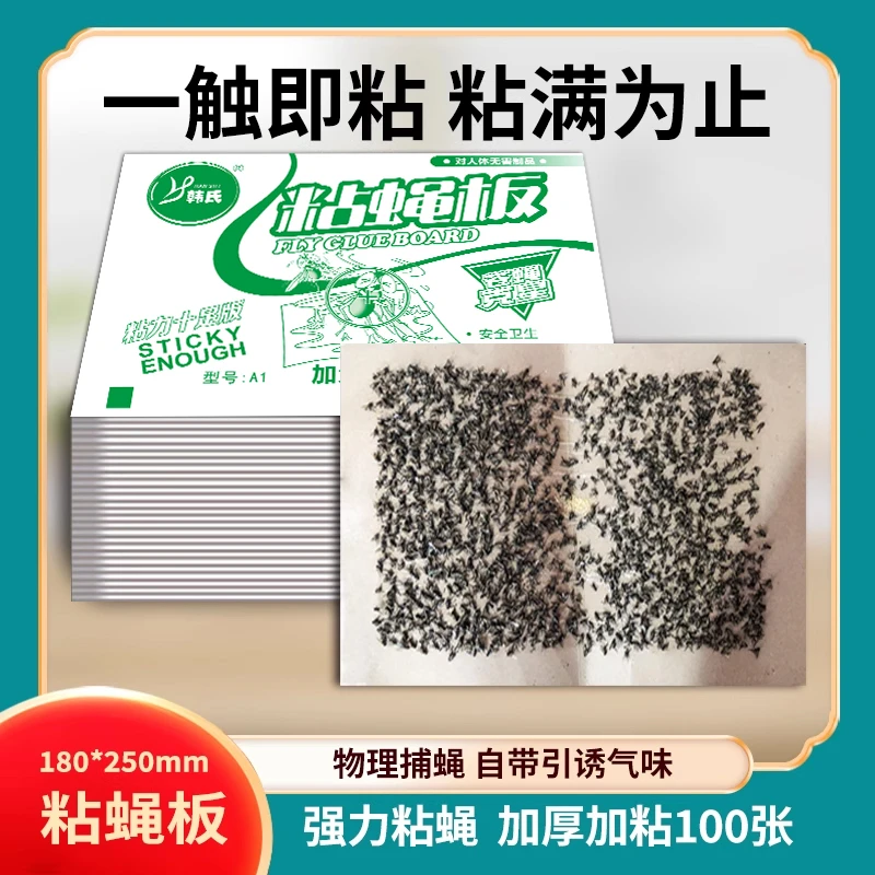 苍蝇贴强力粘蝇纸灭蝇子药粘蝇板自带诱饵蚊子贴驱赶捕捉饭店家用
