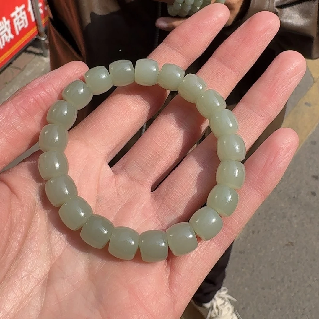 和田玉手串未镶嵌226韵灵卡10左右新疆近矿