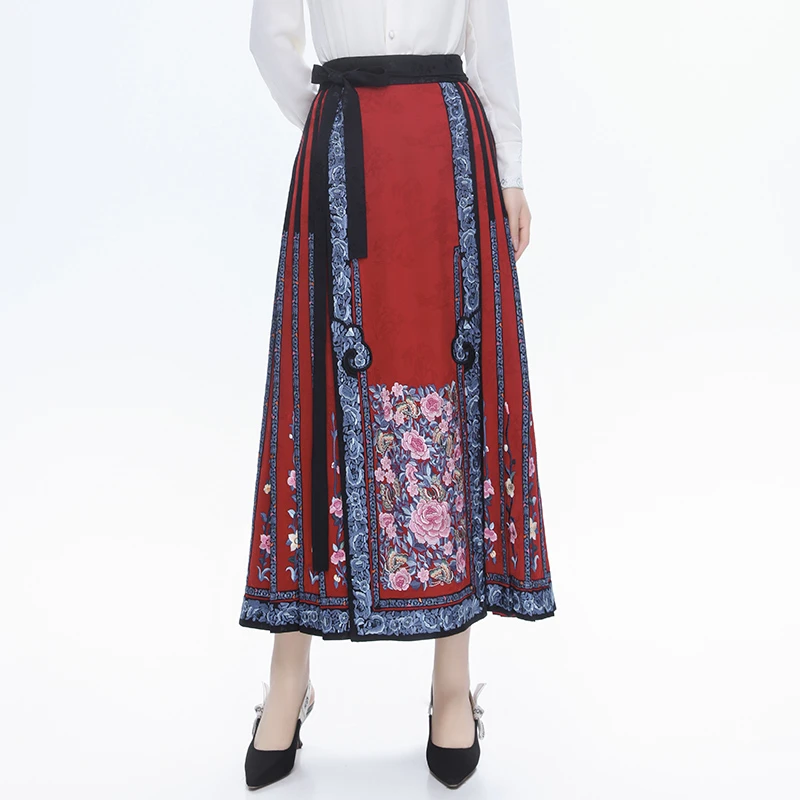 【繁花第三代】中式汉服重工刺绣气质半裙繁花重工马面裙BCL19752