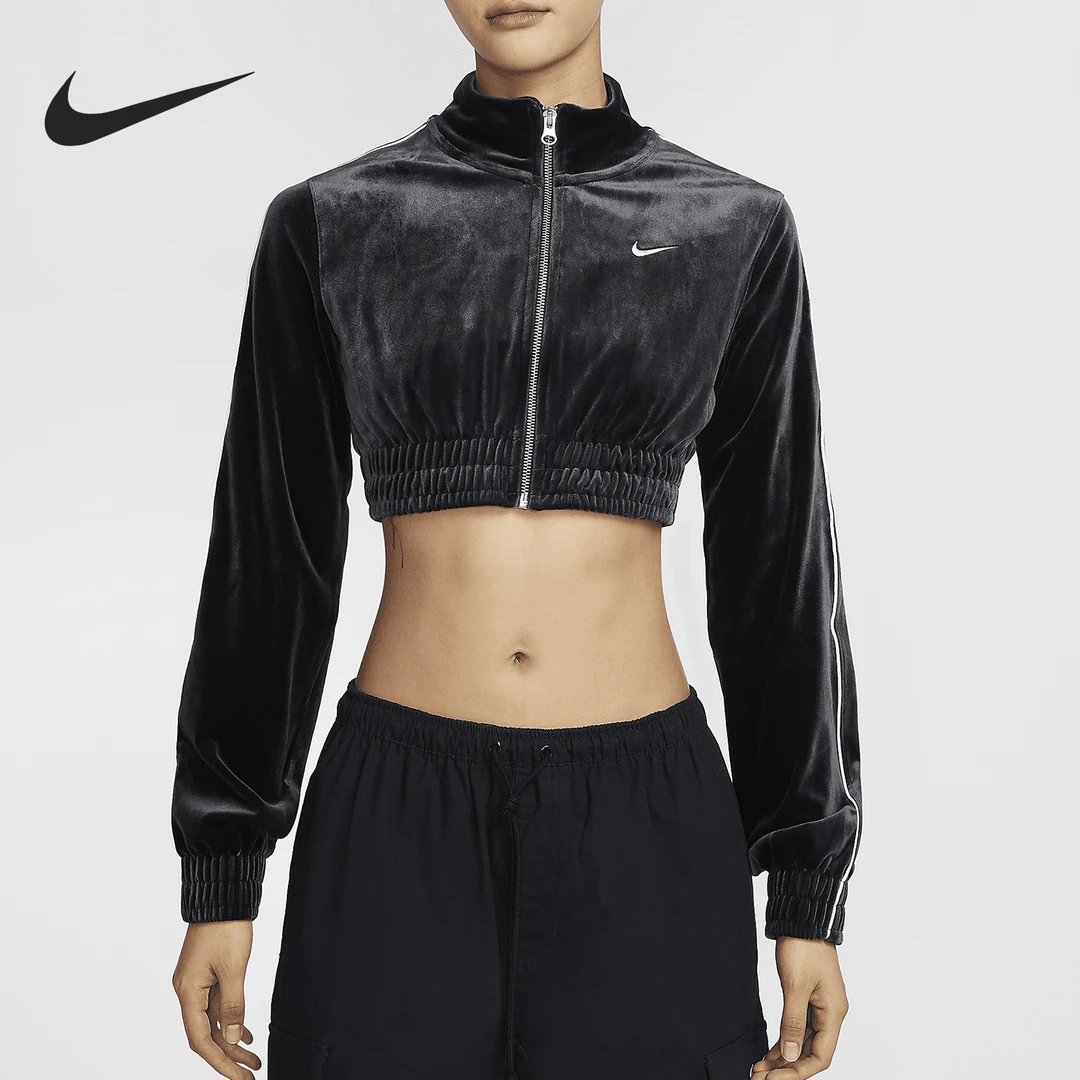Nike/耐克正品秋季新款女士立领短款性感平绒外套FZ3680-010