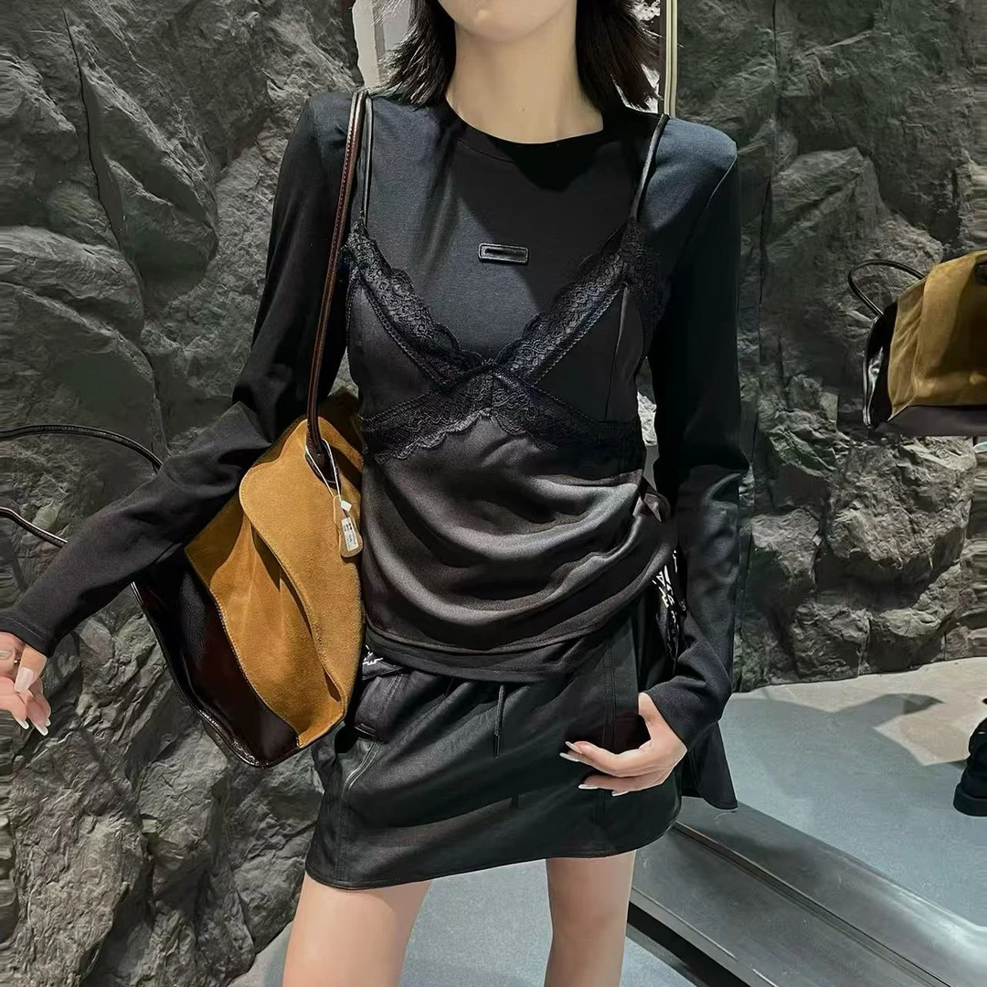 【8886】女#假两件设计时尚圆领上衣