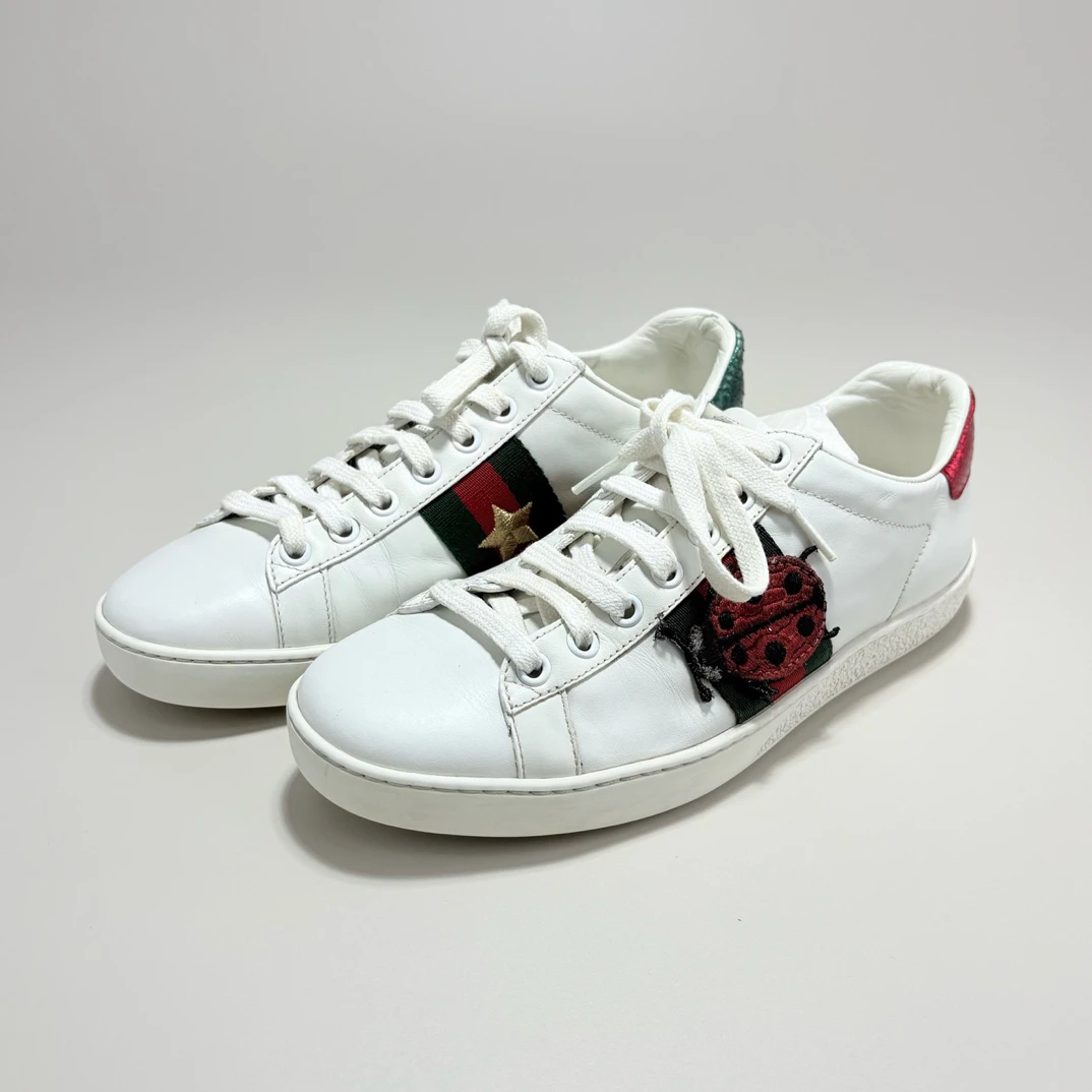95新 GUCCI/古驰 GUCCI古驰菠萝瓢虫小白鞋 35.5码 95新13741