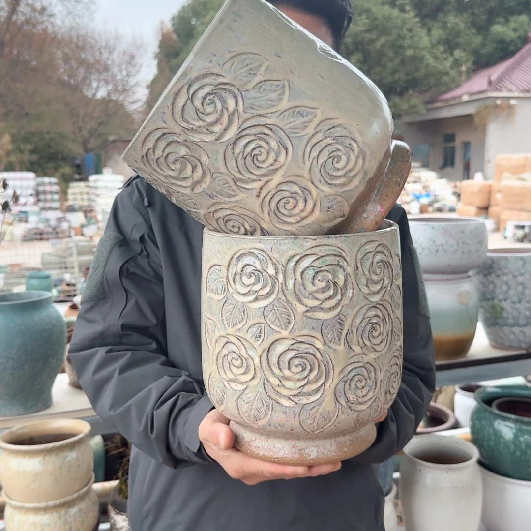 紫砂花盆瑕疵两个两个蛋壳彩色