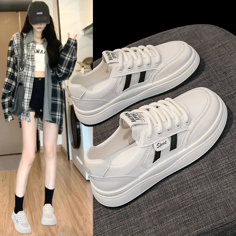 【3厘米】夏季网面厚底小白鞋女2025新款单网透气薄款运动休闲板鞋