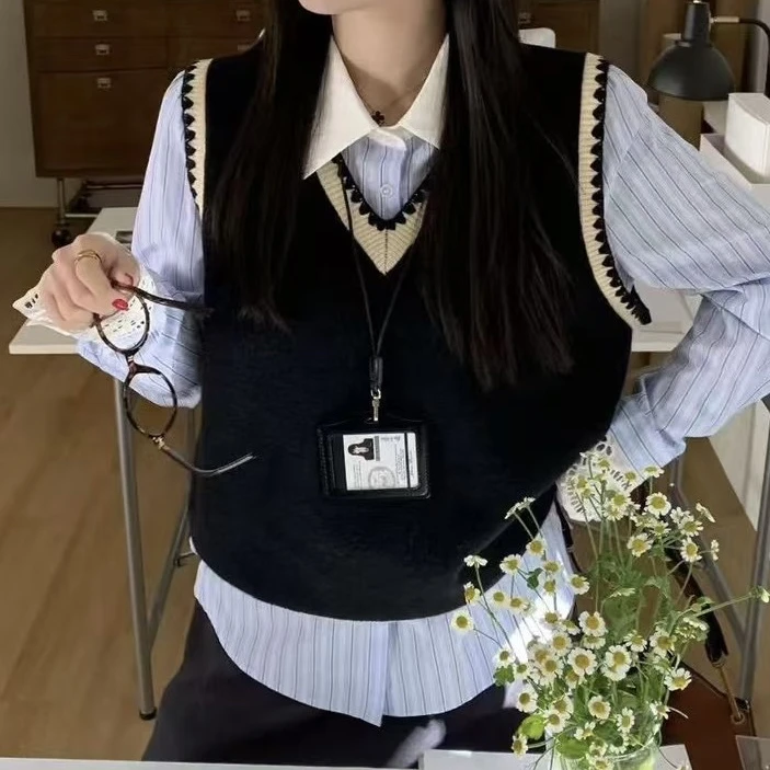 【XIXIJIA】大码胖mm女装学院风衬衫小众高级马甲假两件显瘦上衣