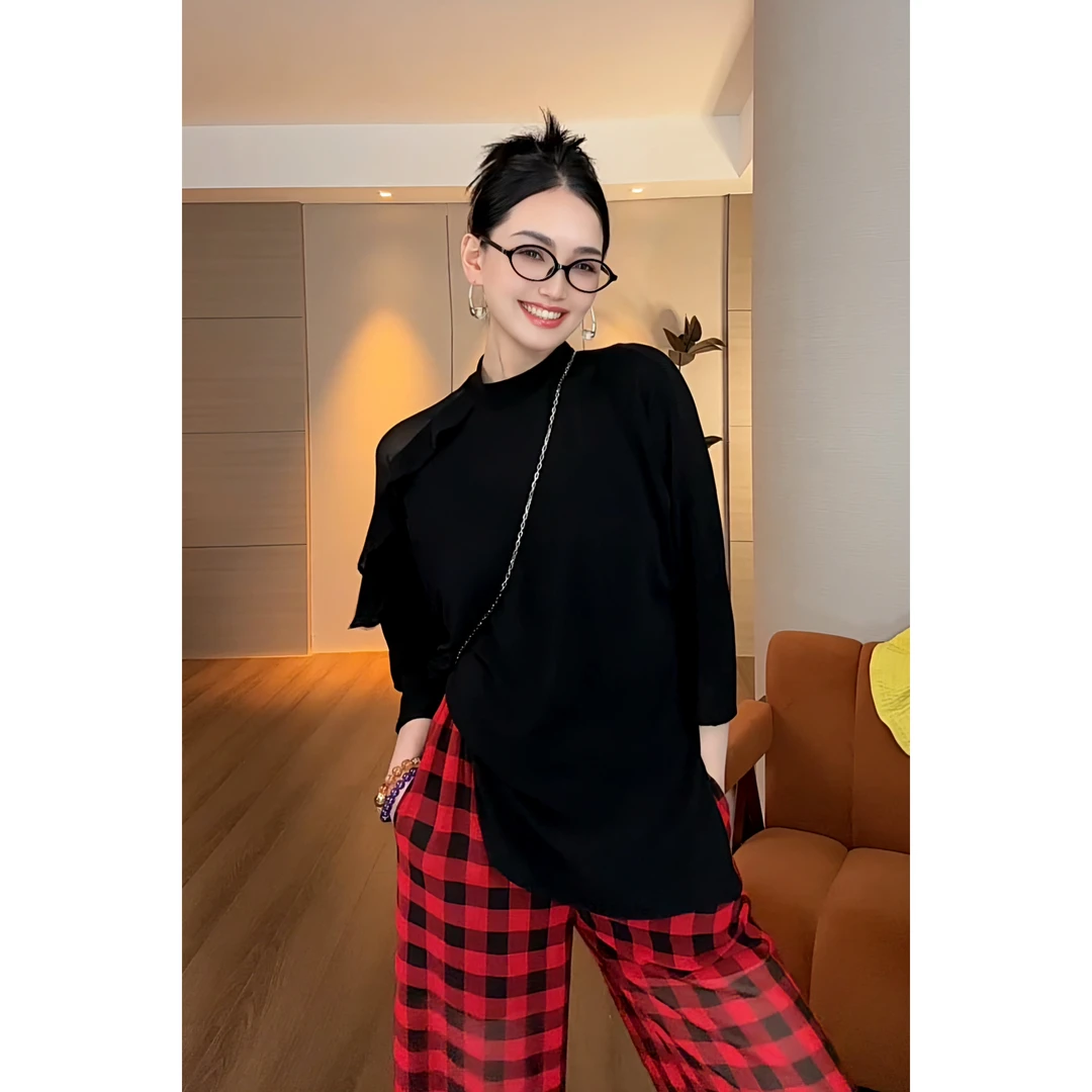 紫紫 炎夏刚需 显瘦薄纱拼接小众设计感宽松网纱上衣 ZD02SZYL160