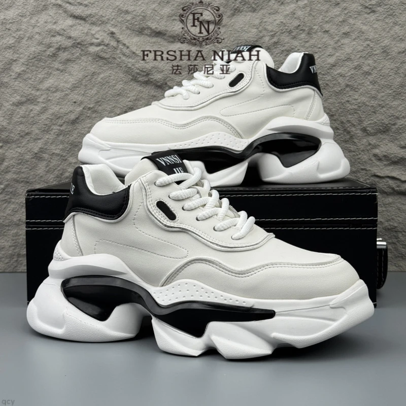 法莎尼亚老爹鞋男士2025春季新款松糕底增高高品质白色百搭休闲鞋