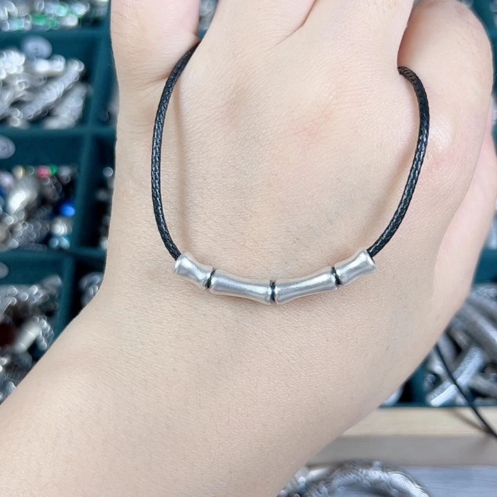 珐琅足银足银999竹节弯管