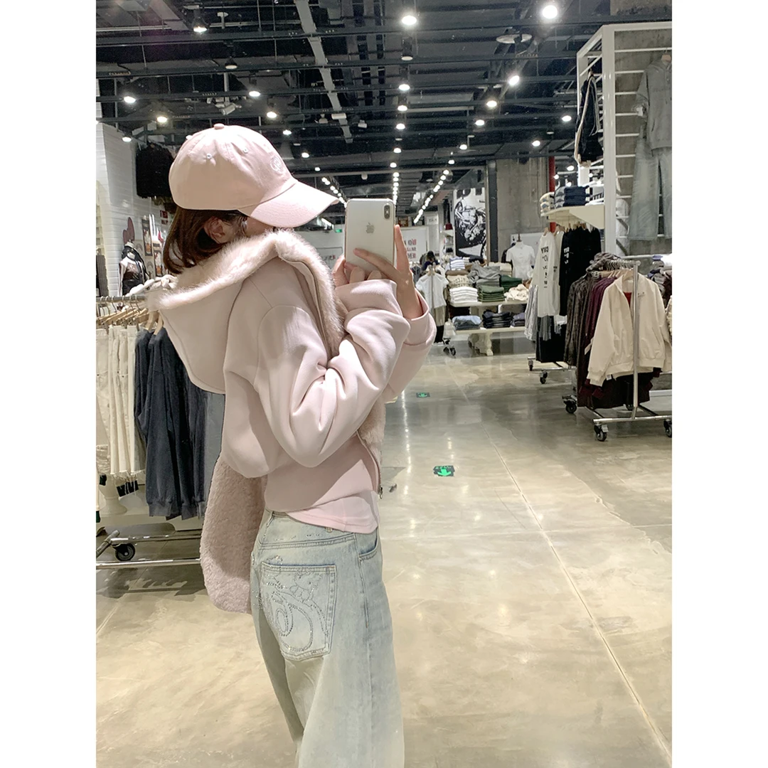 【两穿毛绒外套（短款）】韩版保暖厚款连帽外套女冬季新款百搭宽松