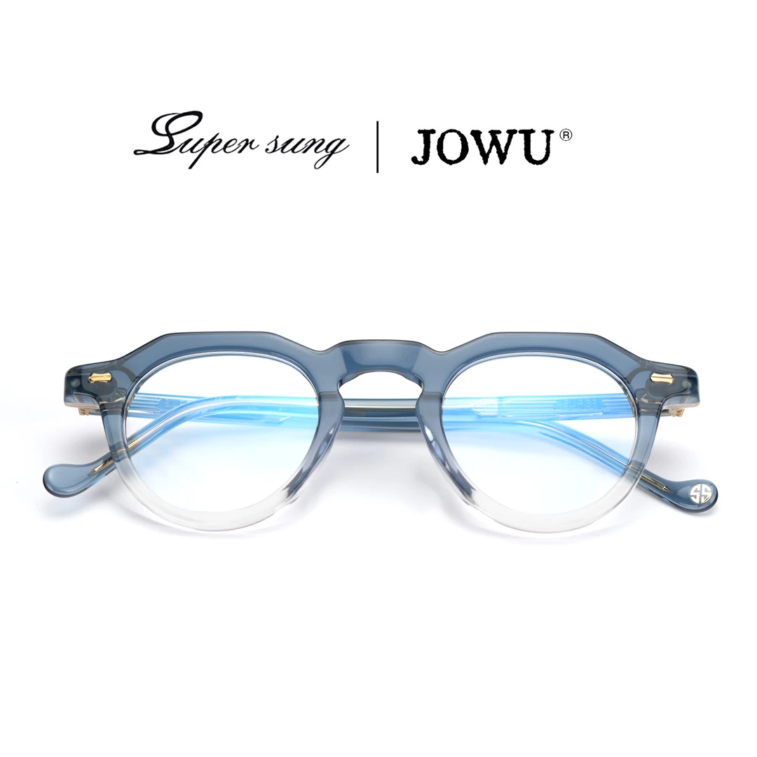 玖吾&圣梵高1055时尚渐变色无度数复古椭圆韩版百搭防蓝光眼镜架