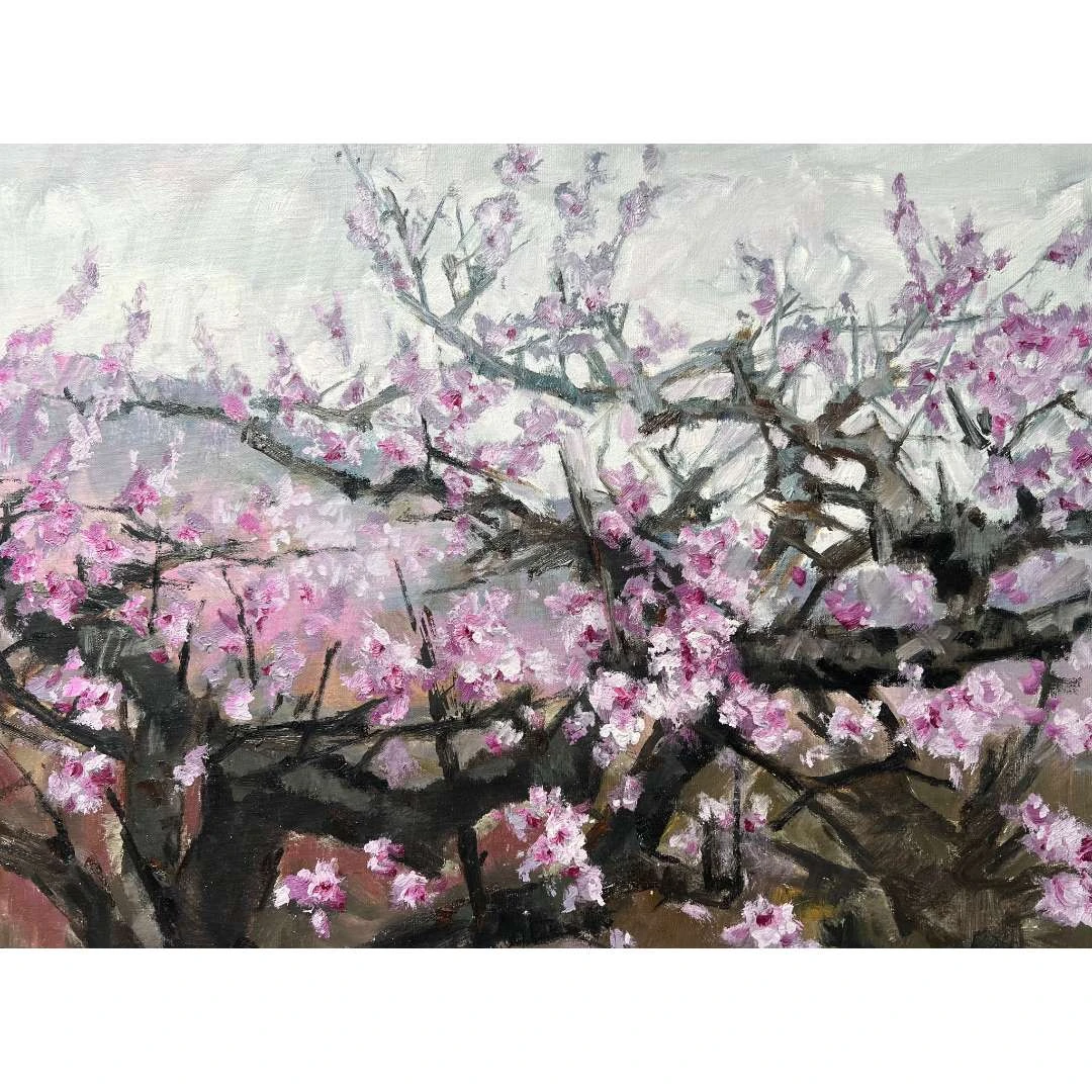 8051吴《桃花源》原创手绘油画花卉作品60*80cm适合客厅卧室餐厅