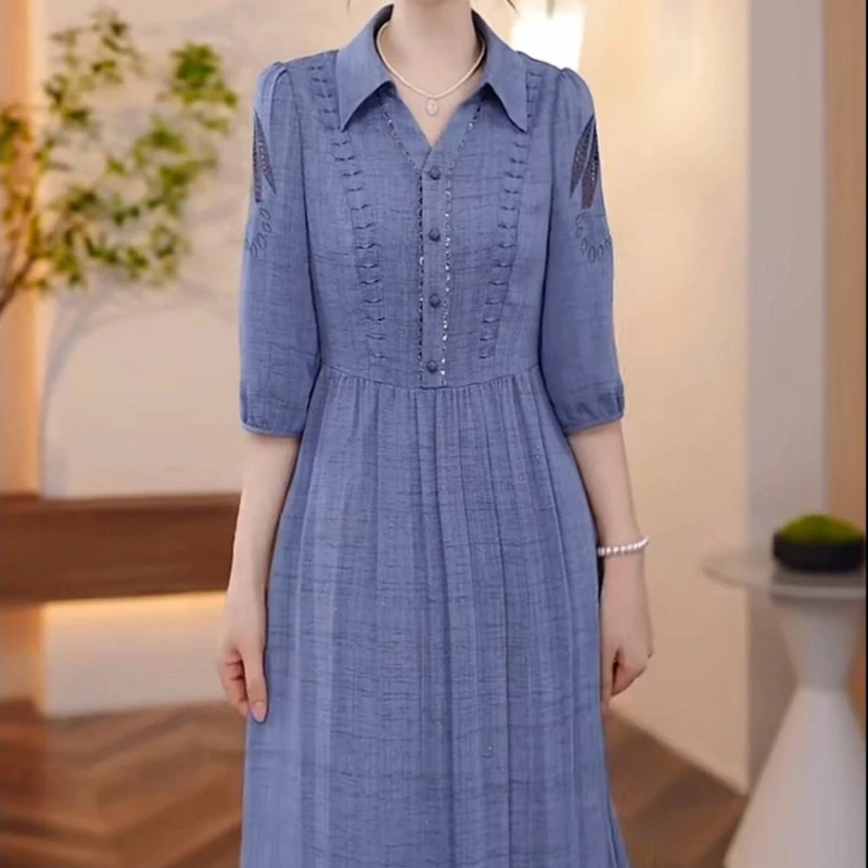 高档汉派2025早秋穿搭连衣裙时尚大气收腰修身显气质显瘦洋气精致