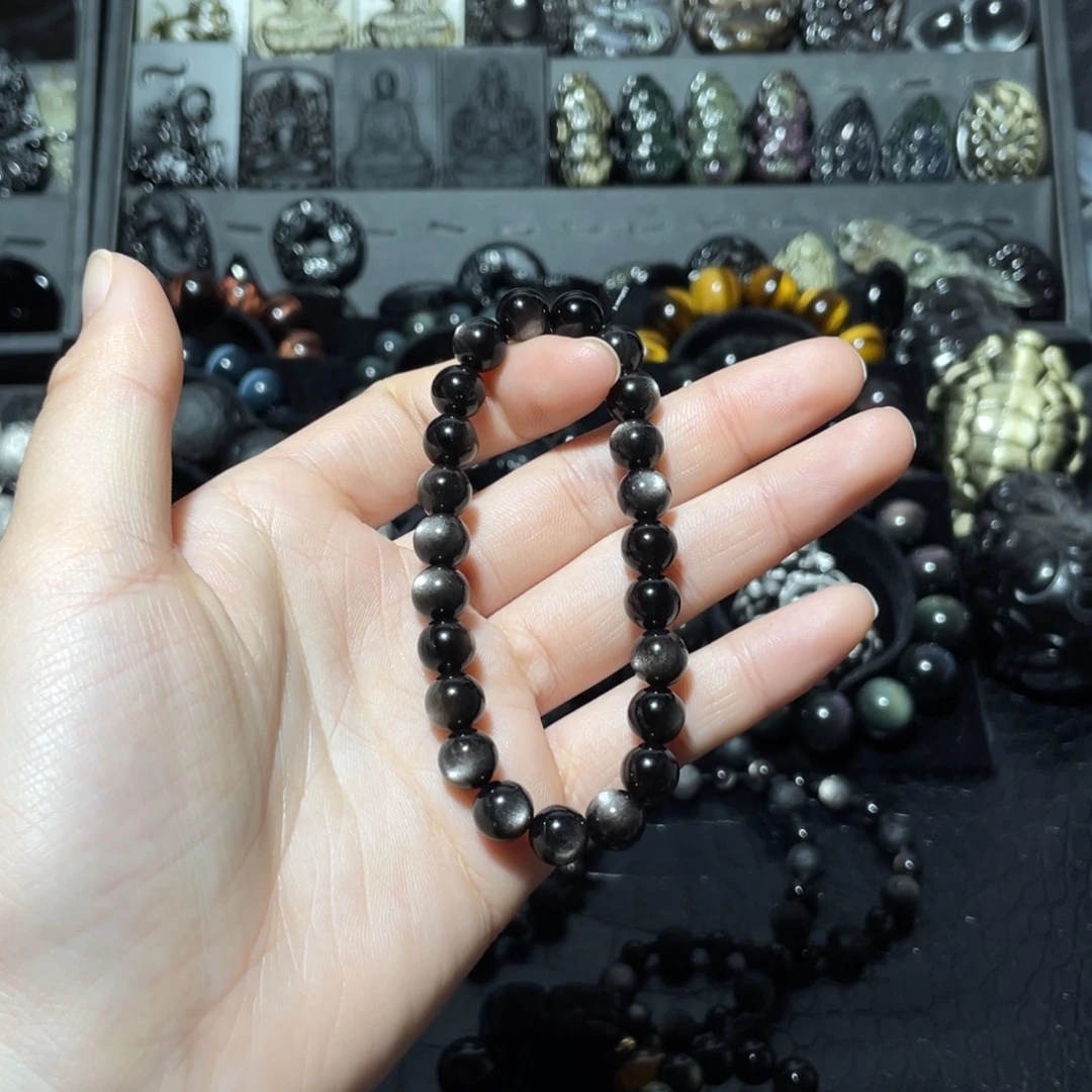 美***奇黑曜岩未镶嵌手链