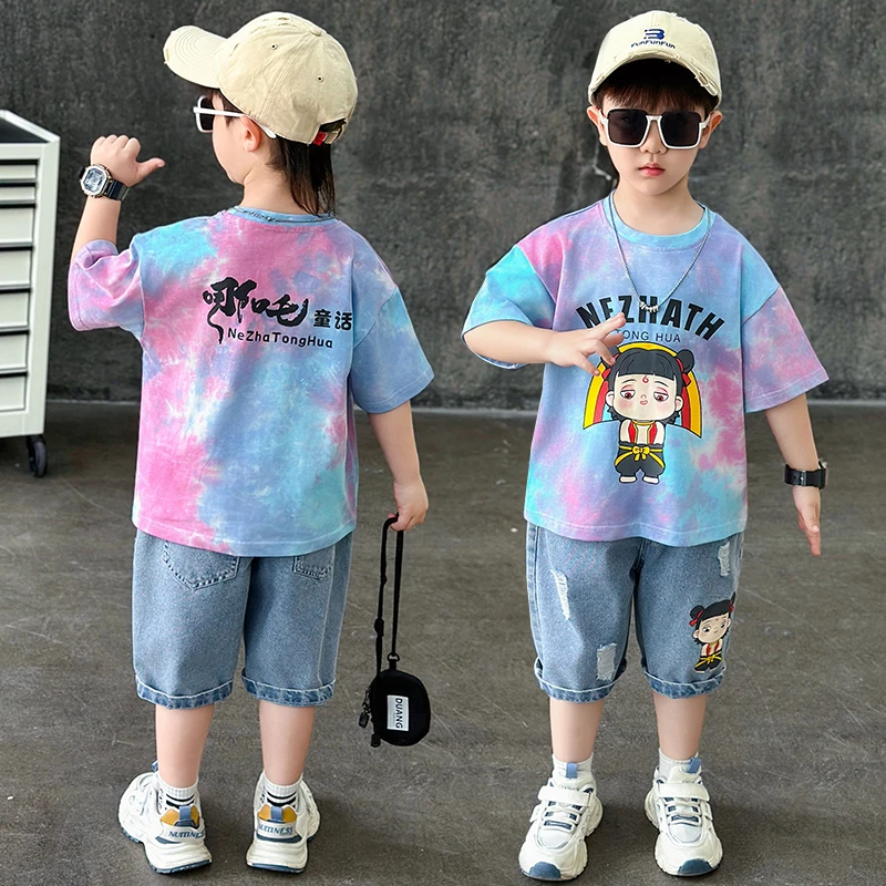 男童夏装套装2025年款宝宝夏季薄款衣服哪吒儿童服装潮酷痞帅童装