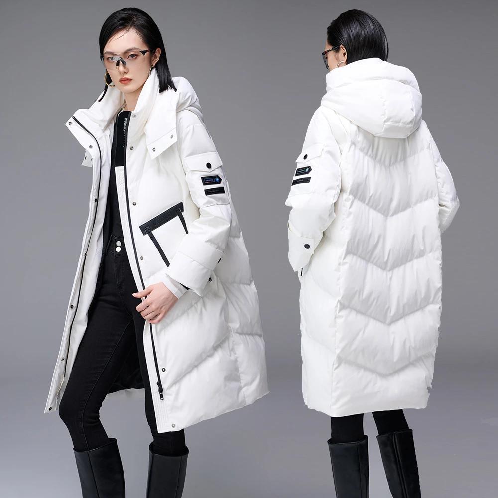 Y-767连帽常规长款韩式柔软连帽休闲时尚户外防风羽绒服