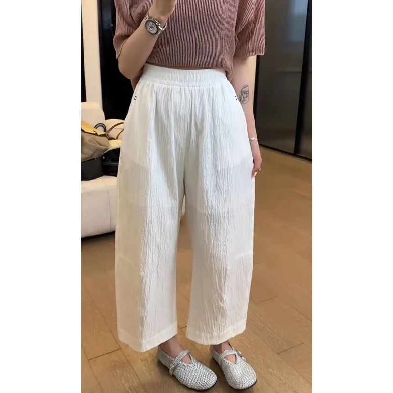 艾塔莉简约百搭休闲裤夏季新款薄款防蚊裤梨型身材百搭直筒阔腿裤