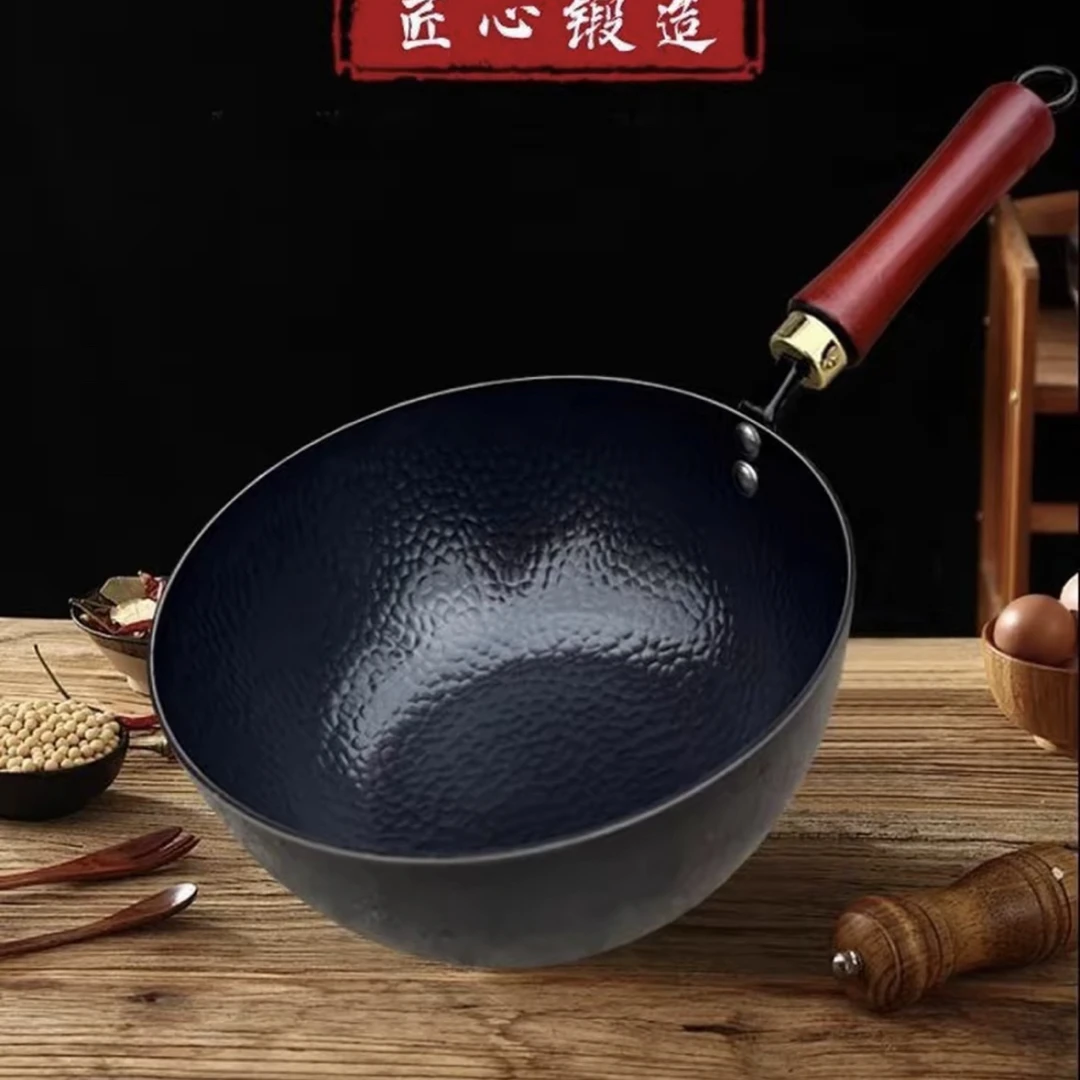 正宗手工锻打章丘辅食小炒锅小奶锅无涂层不粘锅精熟铁顺丰包邮