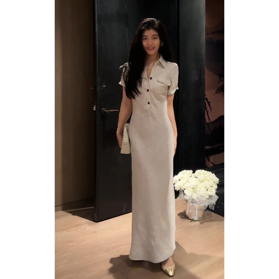 【N·COU】25夏新款【优雅老钱】宽松气质亚麻短袖连衣裙DY60862