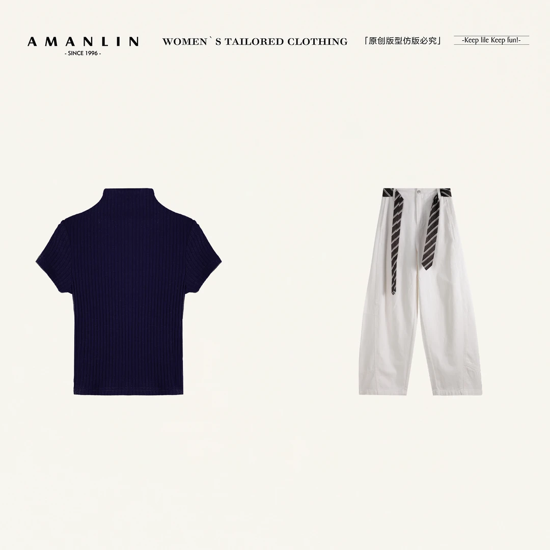 AMANLIN/阿谩琳琥珀流光紧身显气质减龄休闲女时尚两件套Y600969