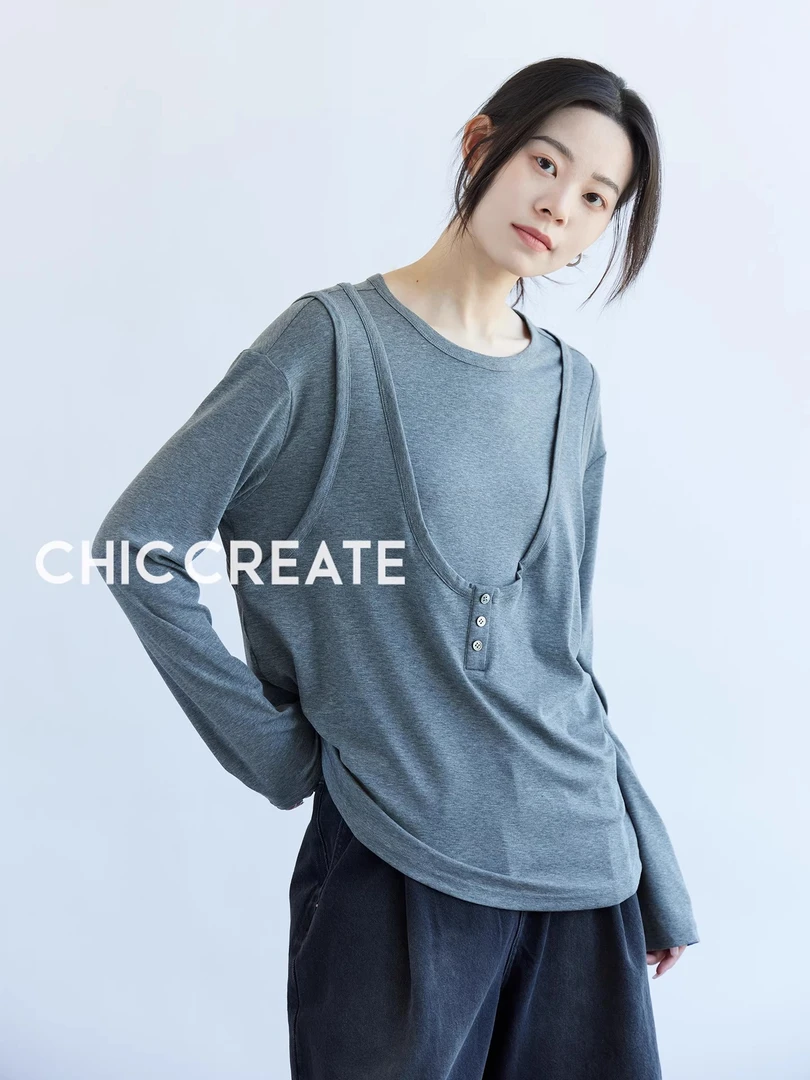 叠穿王牌T！超软糯 假两件显瘦圆领长袖T恤打底衫女秋新