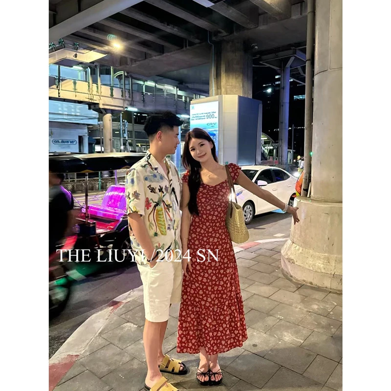 【LIUYI】热恋裙~夏季飞袖显瘦碎花连衣裙47072